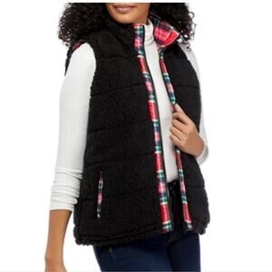 CROWN & IVY NWT WOMENS BLACK REVERSIBLE VEST